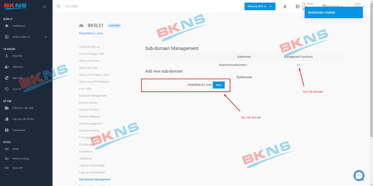 Sub-domain Management