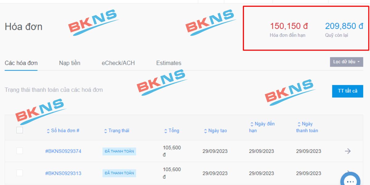 Xem tổng tiền hóa đơn và quỹ còn lại