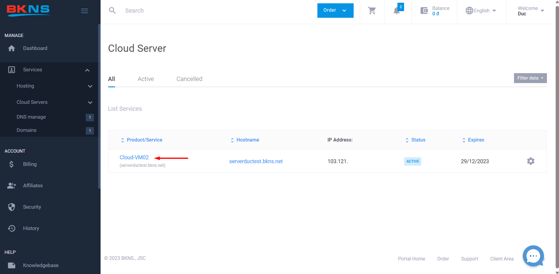 Chọn dịch vụ Cloud VPS cần gia hạn
