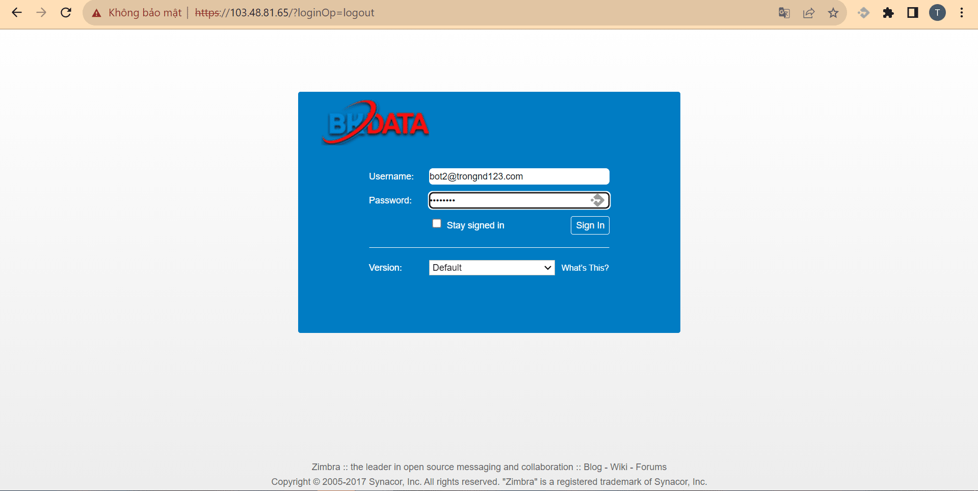 Đăng nhập vào Webmail