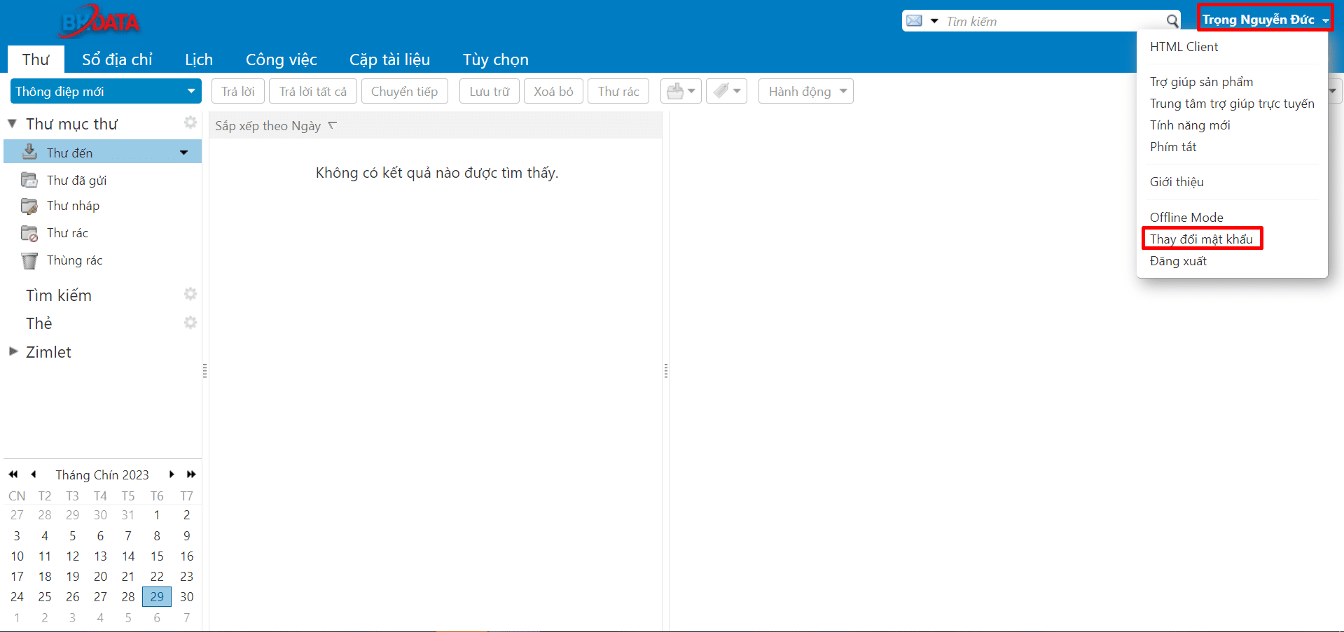 Thay đổi mật khẩu Email