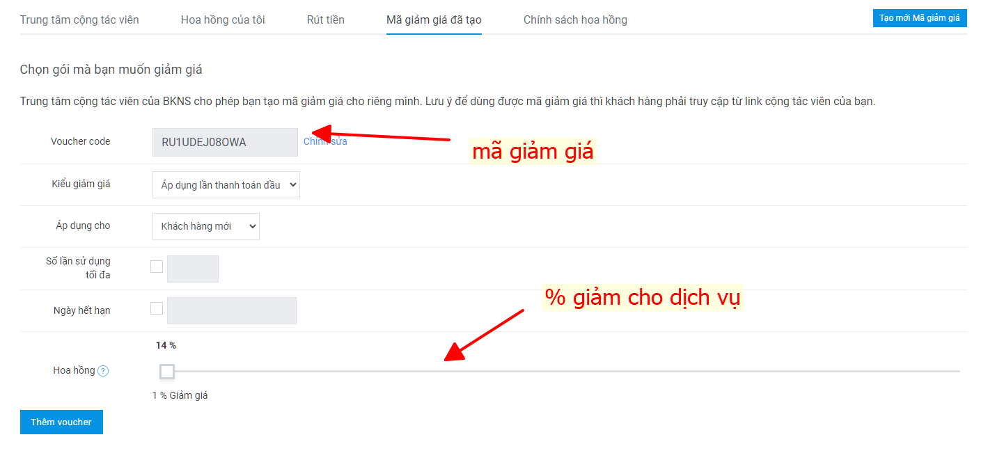 Cách tạo mã khuyến mãi