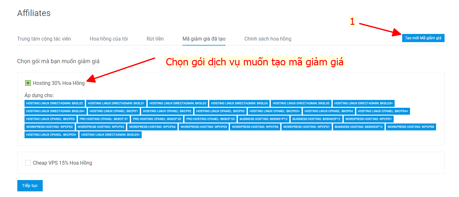 Cách tạo mã khuyến mãi
