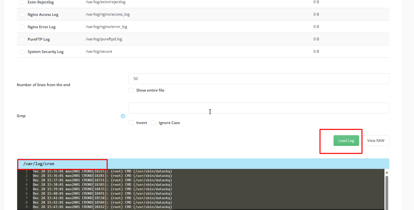 DirectAdmin Log Viewer