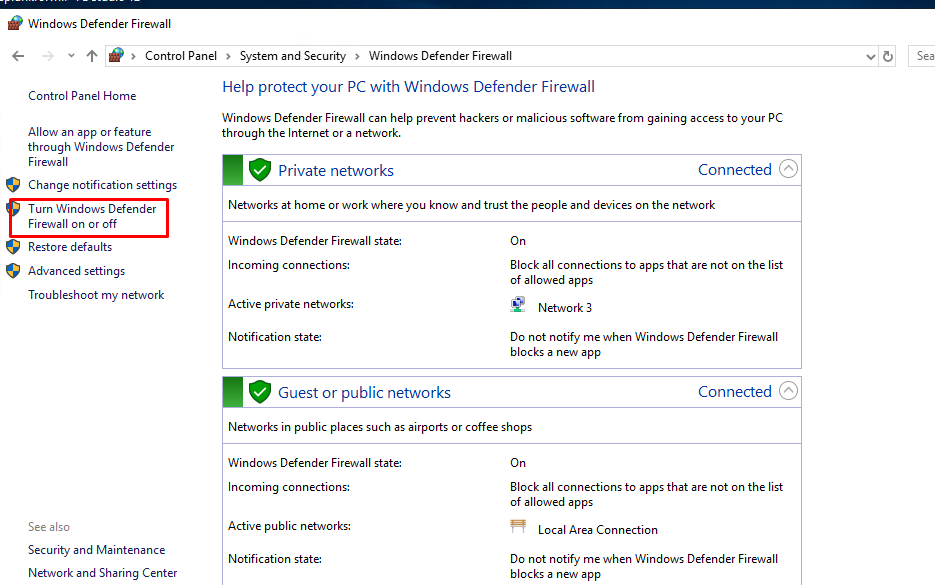 Tắt tường lửa Windows Update Trong VPS