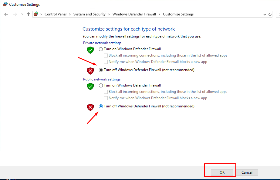 Tắt tường lửa Windows Update Trong VPS